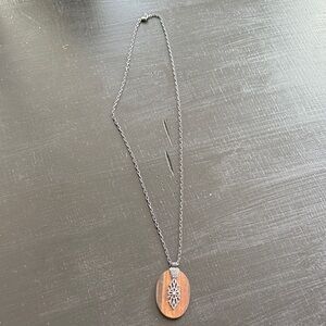 Silver and Brown Pendant Necklace
